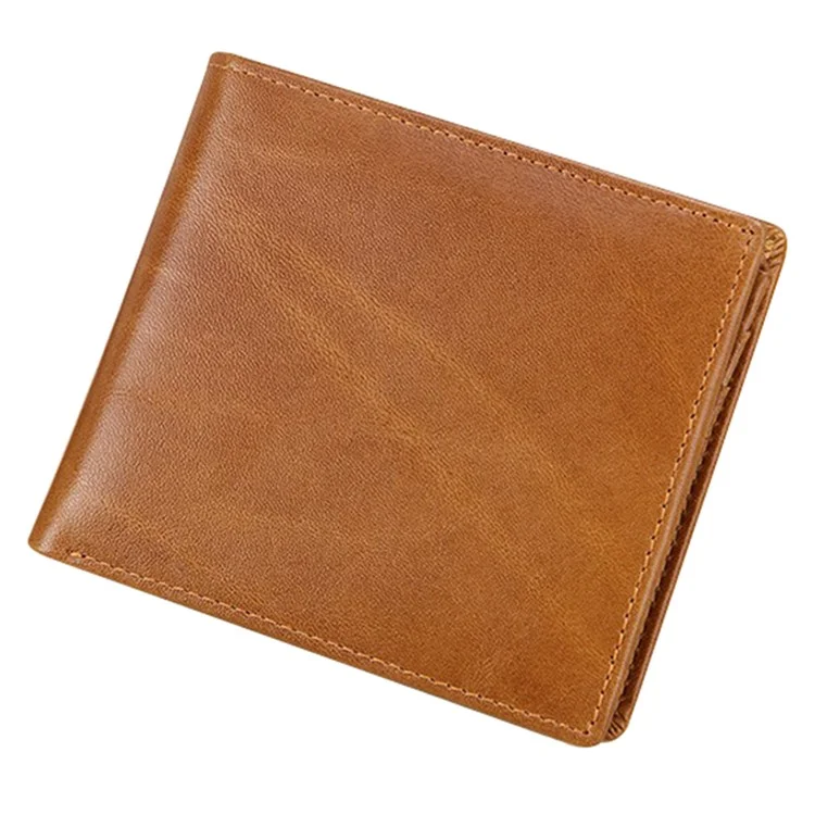 Carteira de couro vintage TP-169 para homens, porta-cartões multifuncional, porta-moedas, RFID antifurto - Marrom