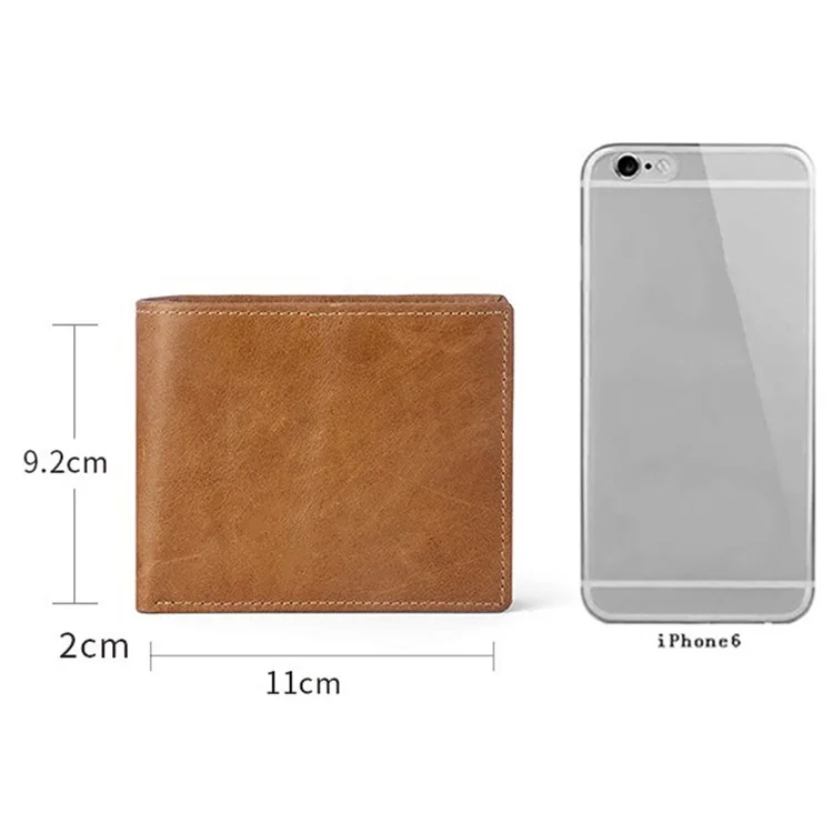Carteira de couro vintage TP-169 para homens, porta-cartões multifuncional, porta-moedas, RFID antifurto - Marrom