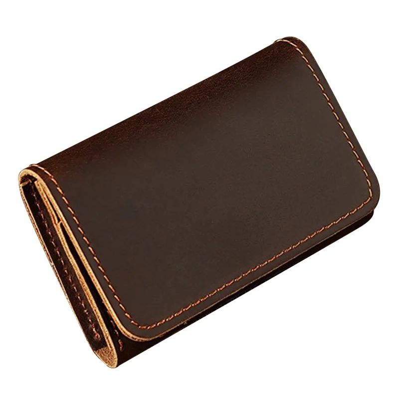 TP-8227 Mini Leather Coin Purse Wallet with Snap Button Credit Card Business Card Organizer - Dark Coffee