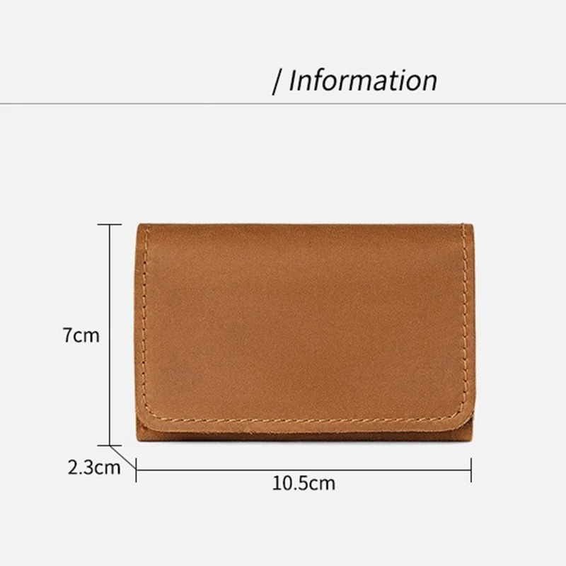 TP-8227 Mini Leather Coin Purse Wallet with Snap Button Credit Card Business Card Organizer - Dark Coffee