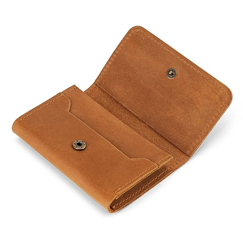 TP-8227 Mini Leather Coin Purse Wallet with Snap Button Credit Card Business Card Organizer - Dark Coffee