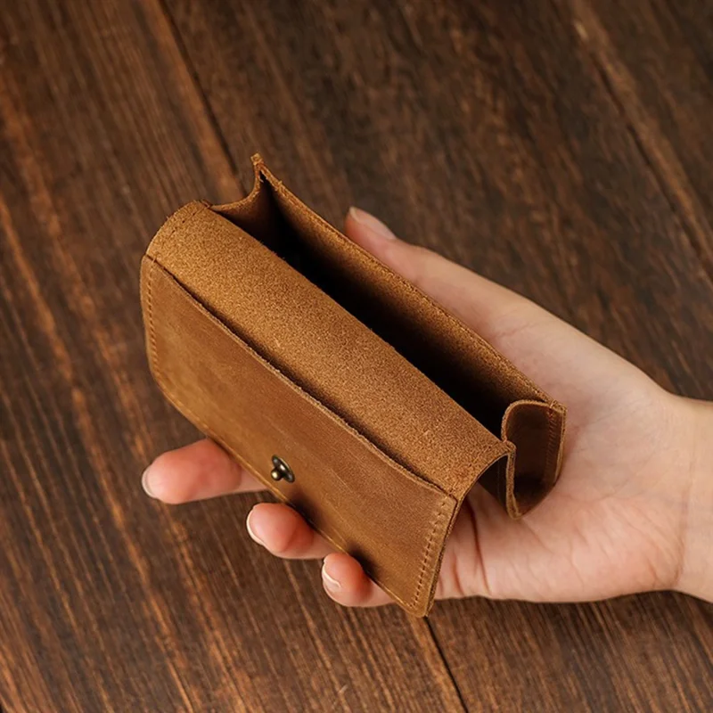 TP-8227 Mini Leather Coin Purse Wallet with Snap Button Credit Card Business Card Organizer - Dark Coffee