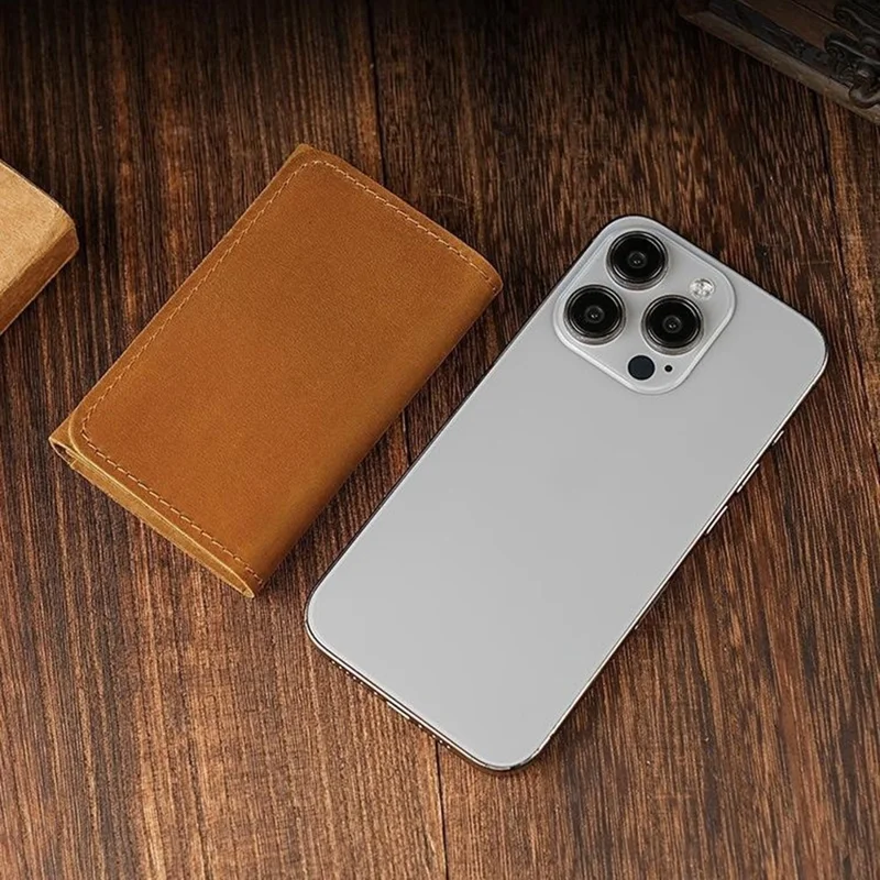 TP-8227 Mini Leather Coin Purse Wallet with Snap Button Credit Card Business Card Organizer - Dark Coffee