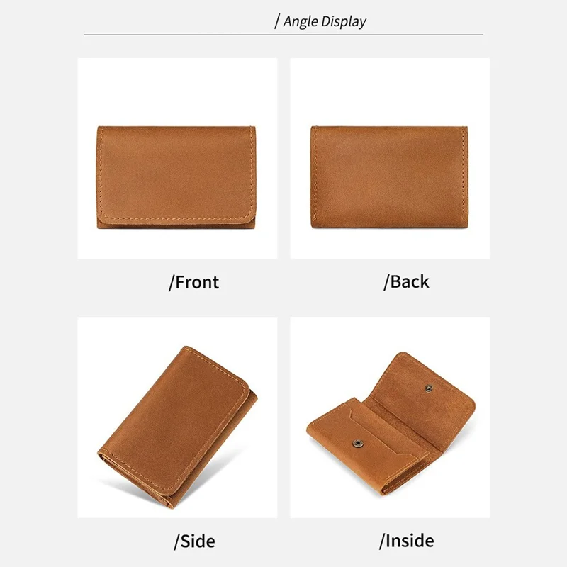 TP-8227 Mini Leather Coin Purse Wallet with Snap Button Credit Card Business Card Organizer - Dark Coffee