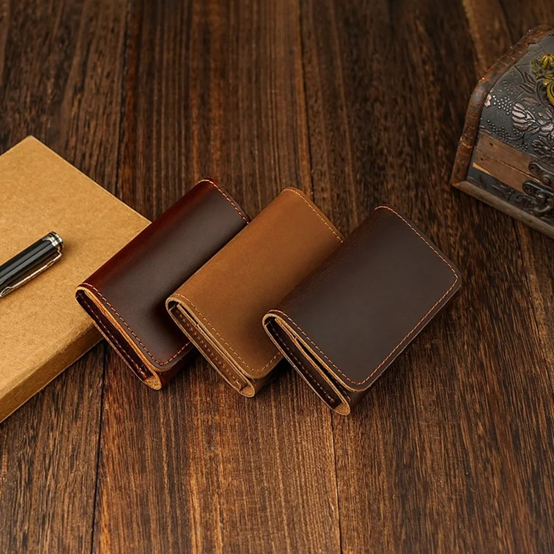 TP-8227 Mini Leather Coin Purse Wallet with Snap Button Credit Card Business Card Organizer - Dark Coffee