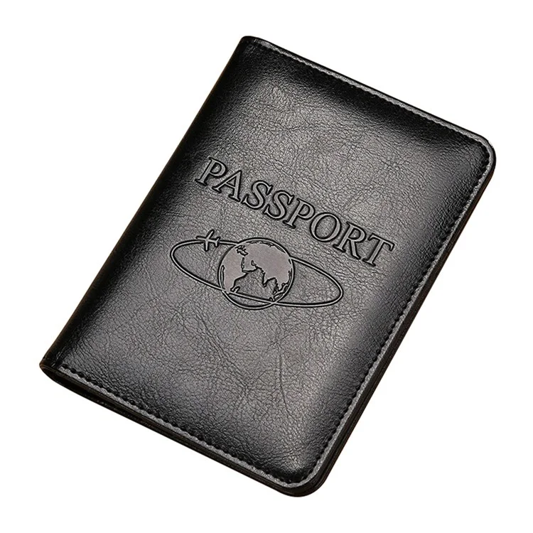 Porta-passaporte RFID TP-8296 Carteira de viagem multifuncional em couro legítimo com slots para cartões / Bolso para bilhetes - Preto