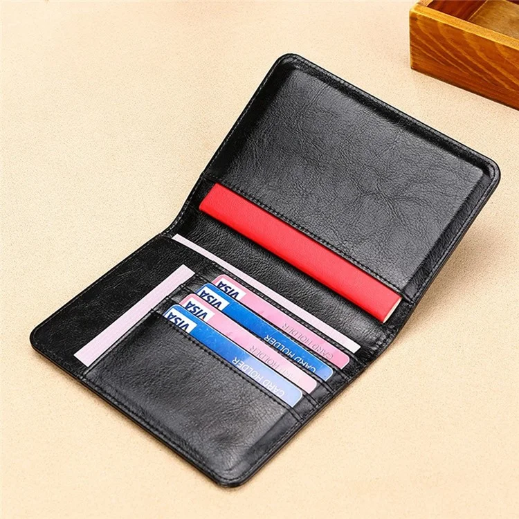 Porta-passaporte RFID TP-8296 Carteira de viagem multifuncional em couro legítimo com slots para cartões / Bolso para bilhetes - Preto