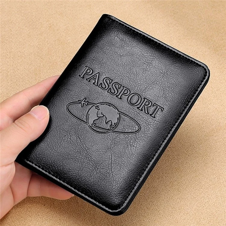 Porta-passaporte RFID TP-8296 Carteira de viagem multifuncional em couro legítimo com slots para cartões / Bolso para bilhetes - Preto