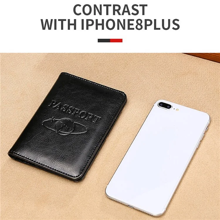 Porta-passaporte RFID TP-8296 Carteira de viagem multifuncional em couro legítimo com slots para cartões / Bolso para bilhetes - Preto