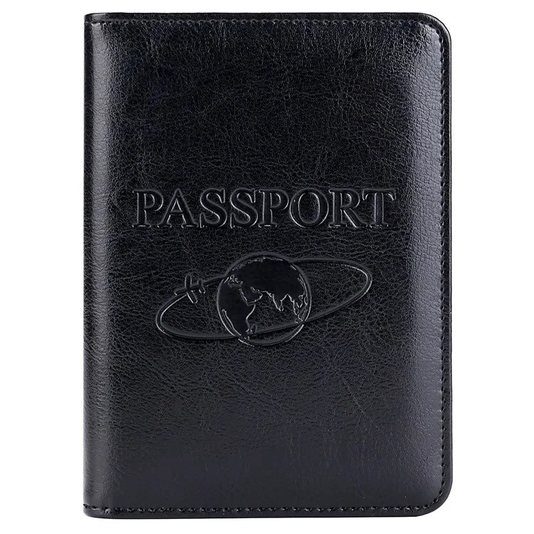 Porta-passaporte RFID TP-8296 Carteira de viagem multifuncional em couro legítimo com slots para cartões / Bolso para bilhetes - Preto