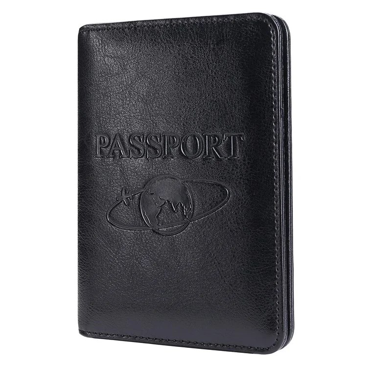 Porta-passaporte RFID TP-8296 Carteira de viagem multifuncional em couro legítimo com slots para cartões / Bolso para bilhetes - Preto