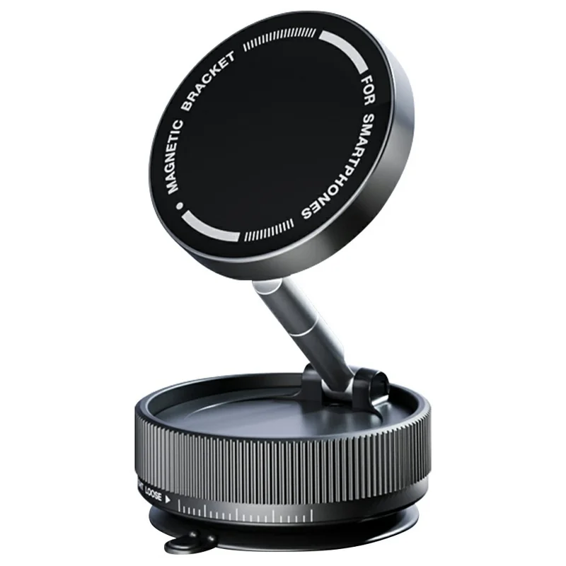K10A Car Phone Mount Holder Foldable Rotatable Adjustable Height Double-Sided Magnetic Suction Cup - Black