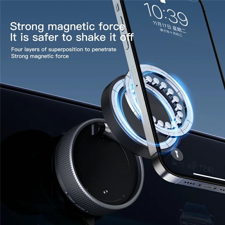 K10A Car Phone Mount Holder Foldable Rotatable Adjustable Height Double-Sided Magnetic Suction Cup - White