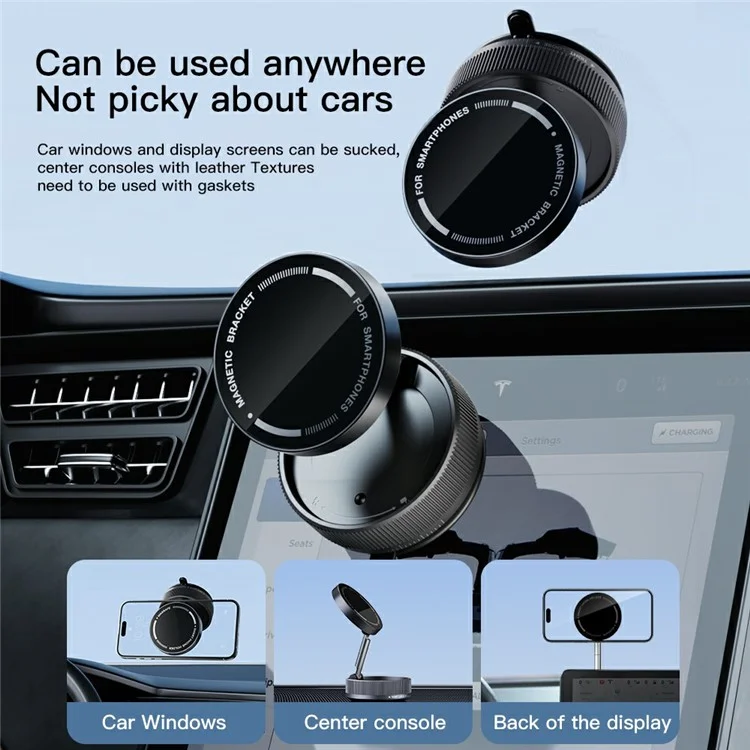 K10A Car Phone Mount Holder Foldable Rotatable Adjustable Height Double-Sided Magnetic Suction Cup - White