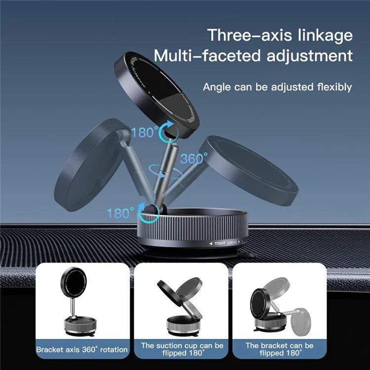 K10A Car Phone Mount Holder Foldable Rotatable Adjustable Height Double-Sided Magnetic Suction Cup - White