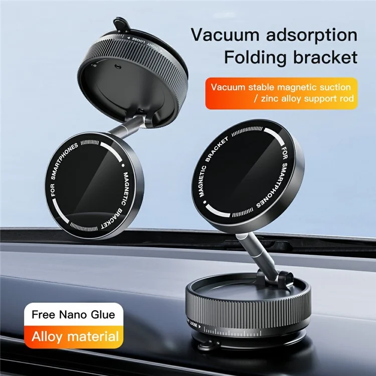 K10A Car Phone Mount Holder Foldable Rotatable Adjustable Height Double-Sided Magnetic Suction Cup - White