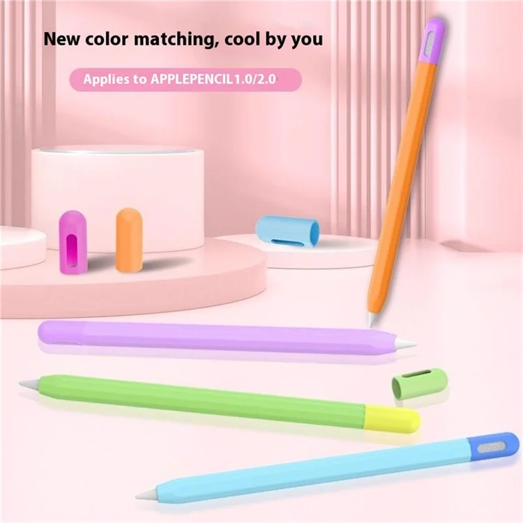 For Apple Pencil (2nd Generation) / (1st Generation) Silicone Sleeve Case Two-Tone Design Protective Stylus Cover - Mint Green