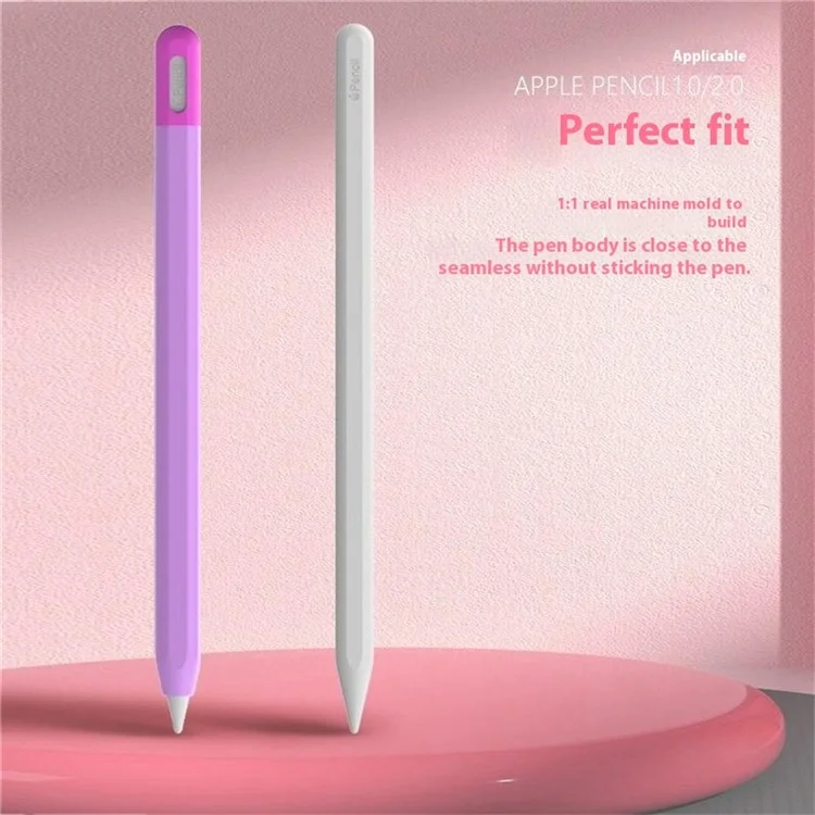 For Apple Pencil (2nd Generation) / (1st Generation) Silicone Sleeve Case Two-Tone Design Protective Stylus Cover - Mint Green