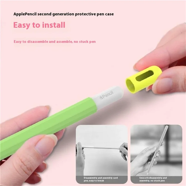 For Apple Pencil (2nd Generation) / (1st Generation) Silicone Sleeve Case Two-Tone Design Protective Stylus Cover - Mint Green
