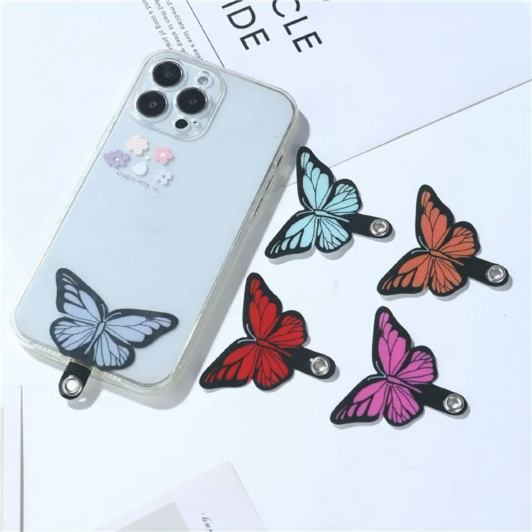 Cute Cartoon Phone Tether Tabs for Phone Cases Back Sticker Pad Clip Insert - Pink