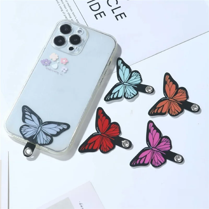 Cute Cartoon Phone Tether Tabs for Phone Cases Back Sticker Pad Clip Insert - Light Purple