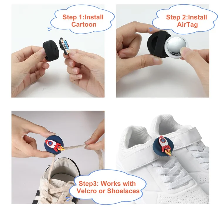 AT-54 For AirTag Protective Case Holder Kids Shoelaces Style Anti-Lost Tracker Protector - UFO