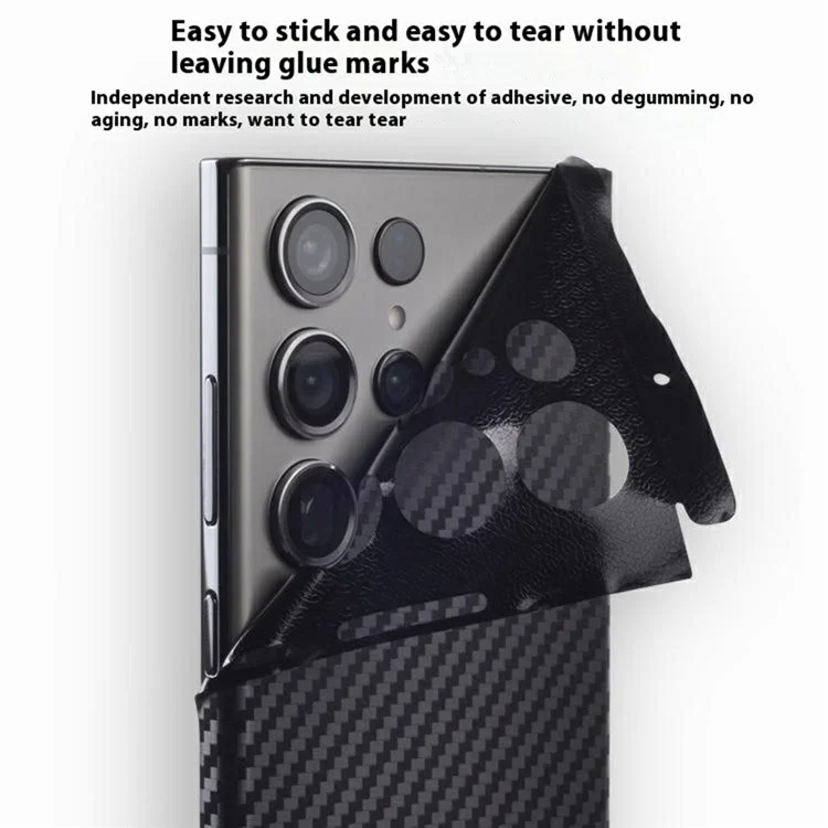 Protector de Pantalla Trasera para Samsung Galaxy S24 Ultra con Diseño de Patrón y Película Protectora para Teléfono con Caja de Cartón - Textura de Cuero