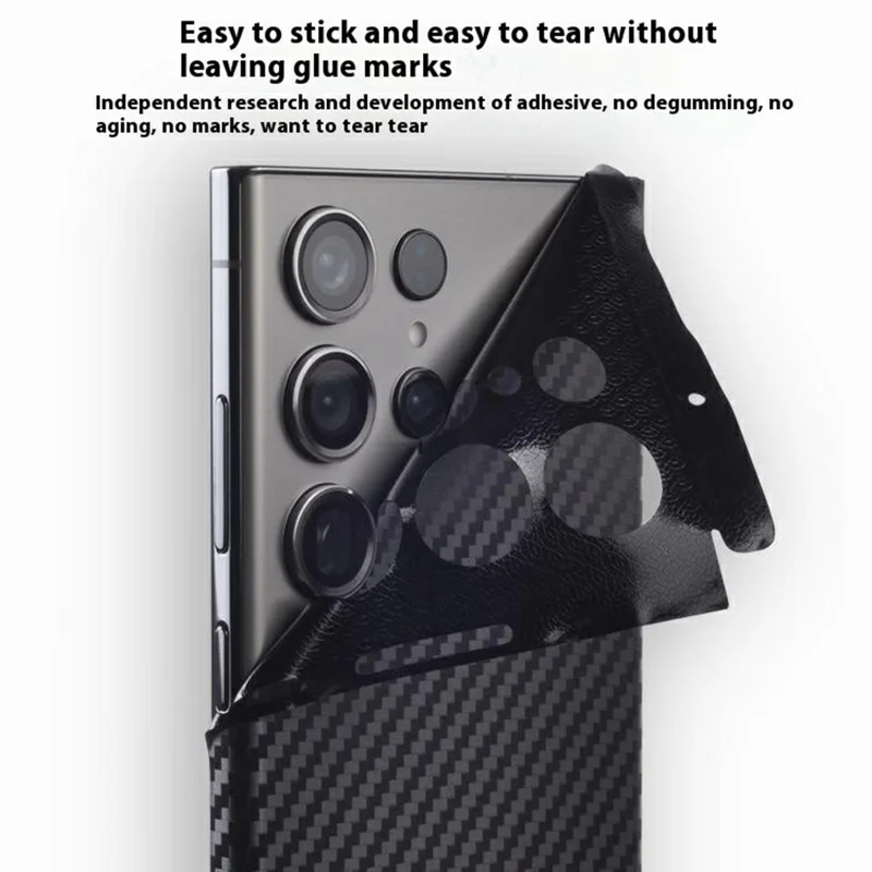 For Samsung Galaxy S24 Ultra Rear Screen Protector Pattern Design Phone Back Film with Paper Box - Matte Black