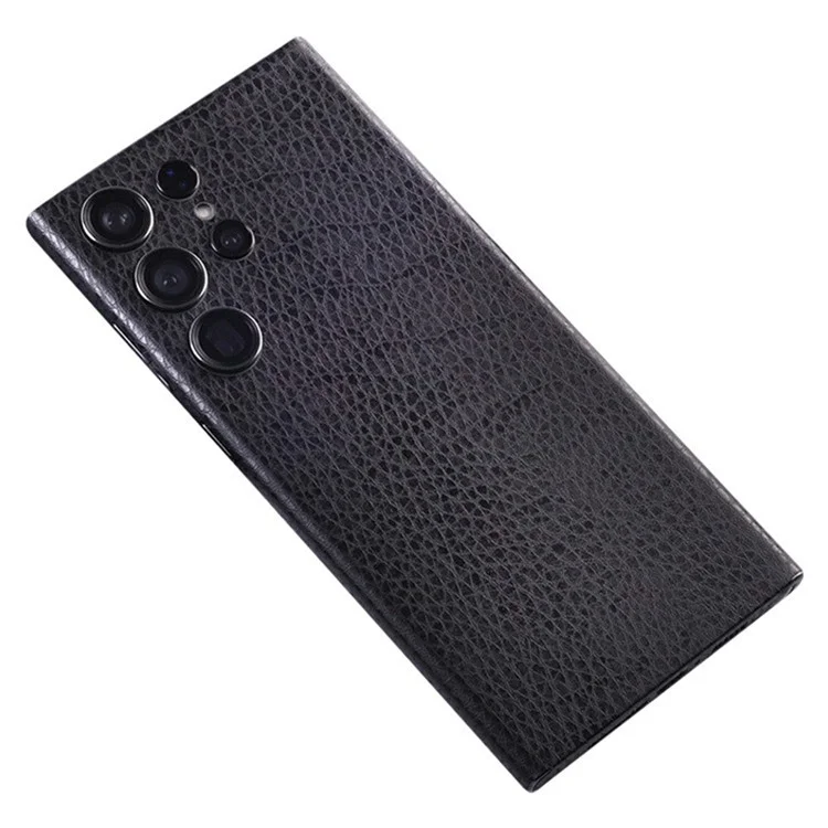 For Samsung Galaxy S24 Ultra Rear Screen Protector Pattern Design Phone Back Film with Paper Box - Fine Leather Texture