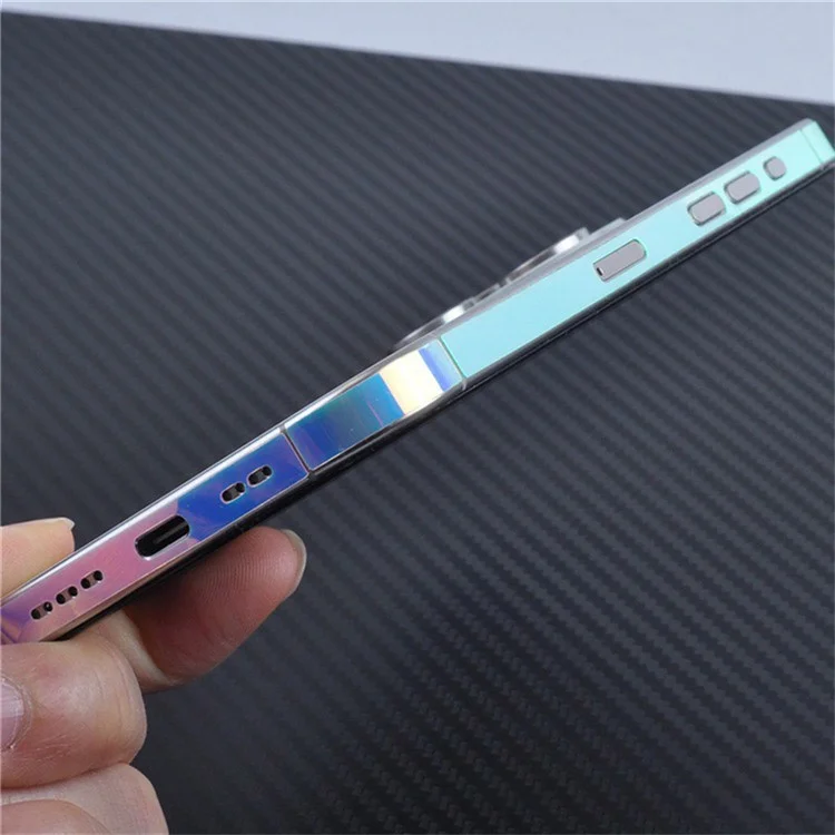 Marco de película para iPhone 15 Pro Max con protector luminoso de bordes, pegatina resistente a rayones para los laterales