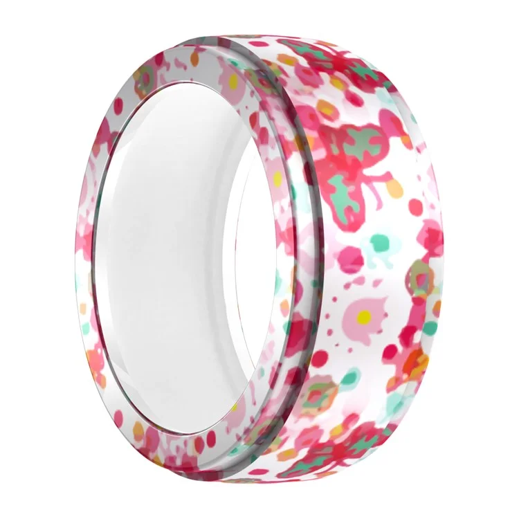 For Samsung Galaxy Ring Protective Case Smart Ring Sleeve Water Transfer Printing S Size Universal Fit 6-9 - Butterfly Flower