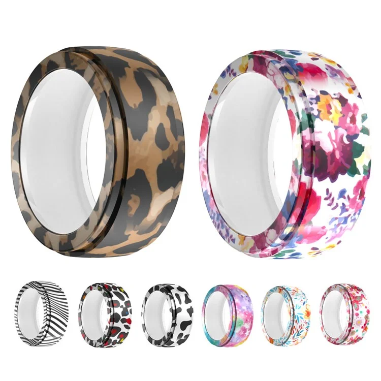 For Samsung Galaxy Ring Protective Case Smart Ring Sleeve Water Transfer Printing S Size Universal Fit 6-9 - Butterfly Flower