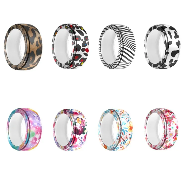 For Samsung Galaxy Ring Protective Case Smart Ring Sleeve Water Transfer Printing S Size Universal Fit 6-9 - Butterfly Flower
