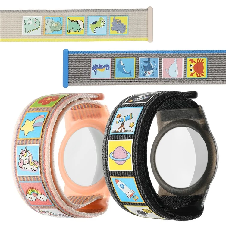 For AirTag Tracker Wristband Cartoon Design Children Bracelet 190mm Anti Lost Locator Strap - Space