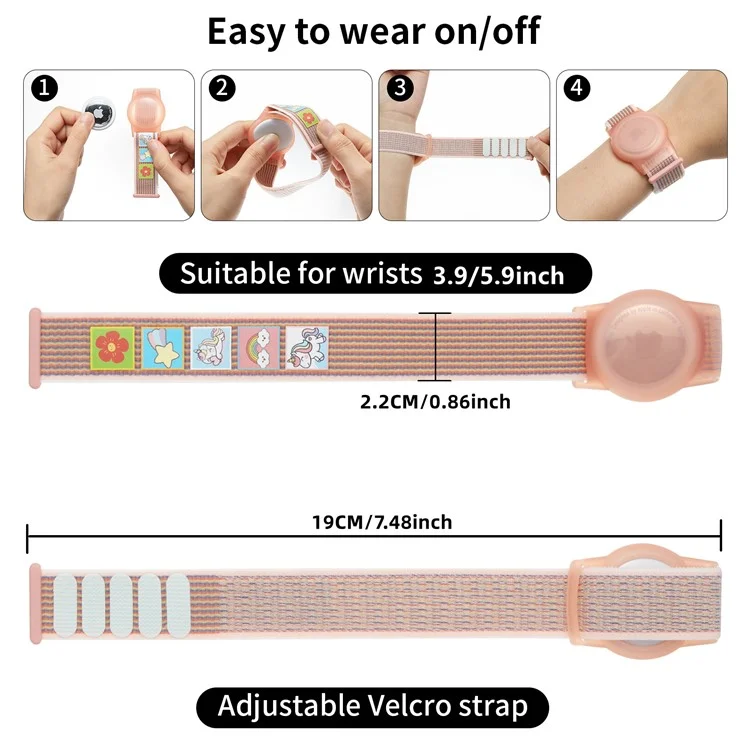 For AirTag Tracker Wristband Cartoon Design Children Bracelet 190mm Anti Lost Locator Strap - Space