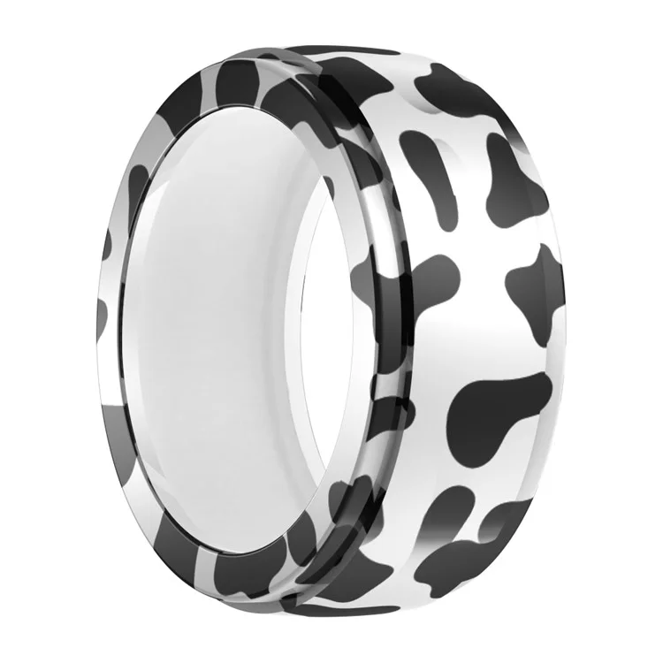 For Samsung Galaxy Ring Protective Cover Smart Ring Water Transfer Printing Silicone Case M Size For Ring Size 10-13 - Cow Print