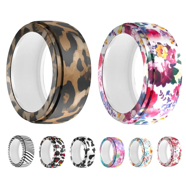 For Samsung Galaxy Ring Protective Cover Smart Ring Water Transfer Printing Silicone Case M Size For Ring Size 10-13 - Cow Print