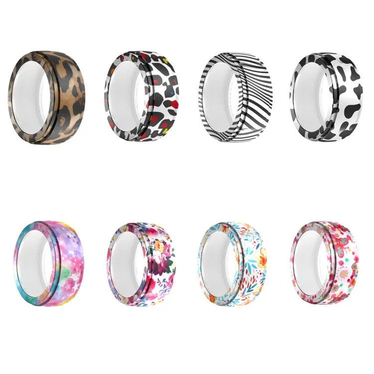 For Samsung Galaxy Ring Protective Cover Smart Ring Water Transfer Printing Silicone Case M Size For Ring Size 10-13 - Cow Print