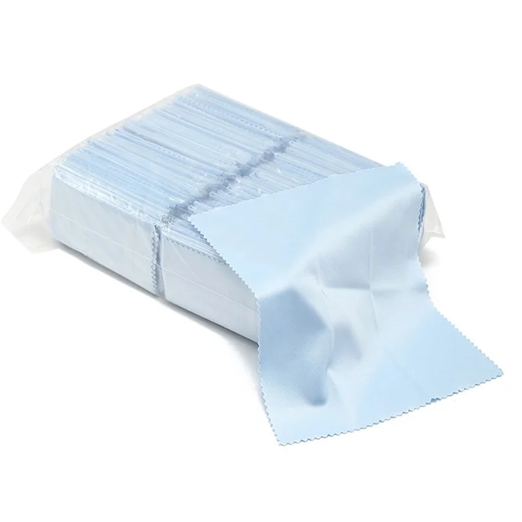 Microfiber Cleaning Cloth 13 x 13cm 180GSM Knitted Wipes for Phones TVs Glasses Camera Lenses Computer Monitors - Blue