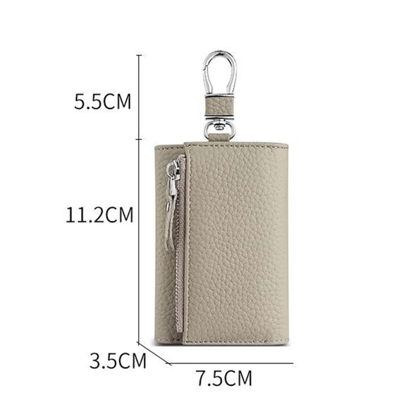 TP-9052 3-in-1 Wallet Coin Purse Card Holder Keys Container Cowhide Leather Litchi Texture - Black