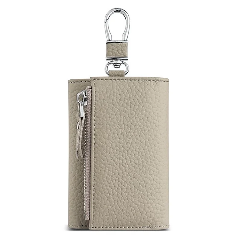 TP-9052 3-in-1 Wallet Coin Purse Card Holder Keys Container Cowhide Leather Litchi Texture - Black