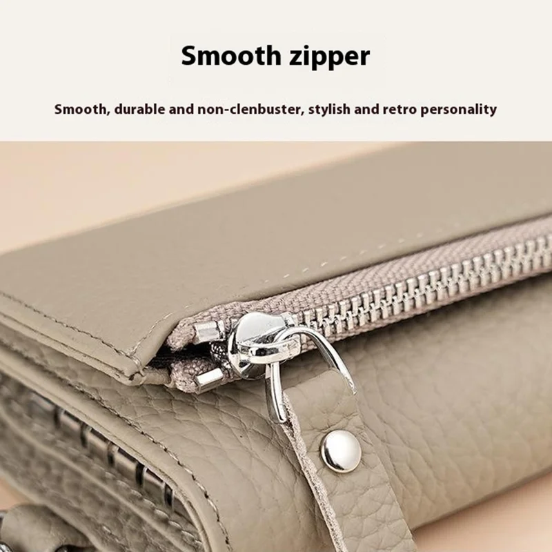 TP-9052 3-in-1 Wallet Coin Purse Card Holder Keys Container Cowhide Leather Litchi Texture - Black