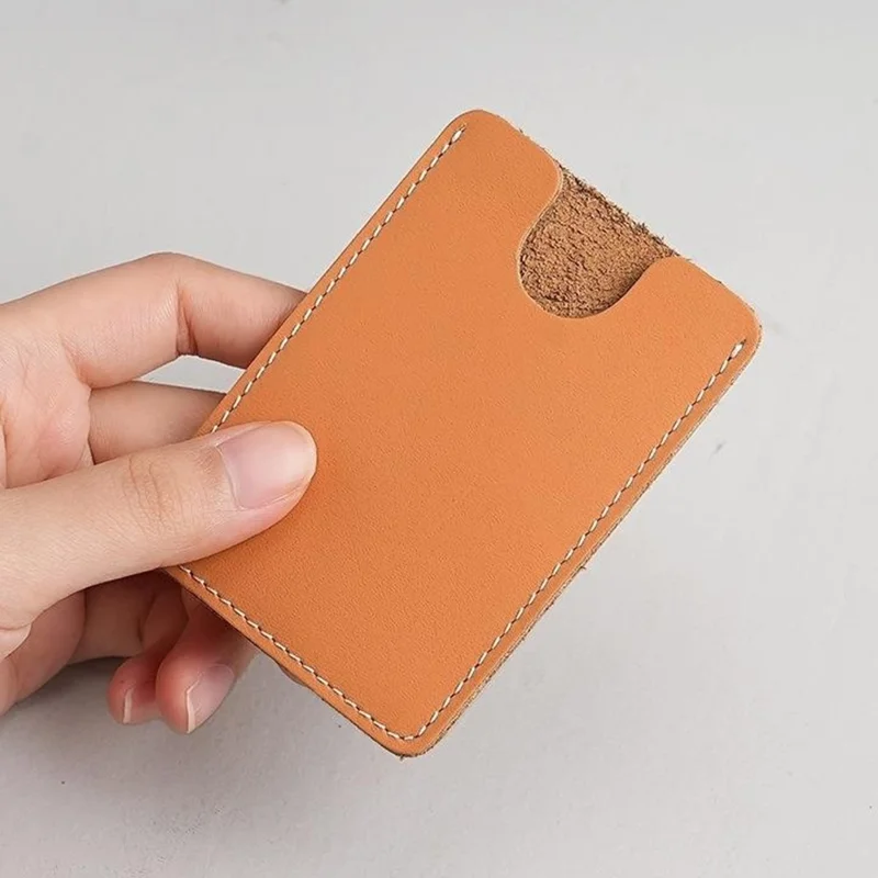 TP-8236 Mini Genuine Leather Card Holder Slim Wallet Lightweight Credit Card Case - Flat Texture / Black