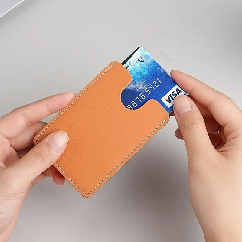 TP-8236 Mini Genuine Leather Card Holder Slim Wallet Lightweight Credit Card Case - Flat Texture / Black
