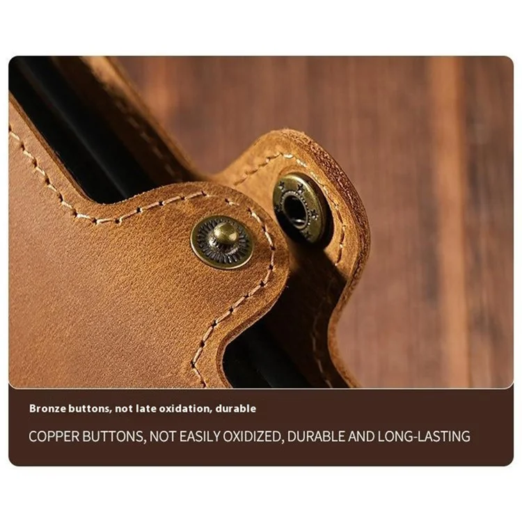 TP-8251 Portafogli Vintage in Pelle Crazy Horse con Doppio Strato, Custodia per Carte in Alluminio con Blocco RFID e Apertura Automatica - Marrone