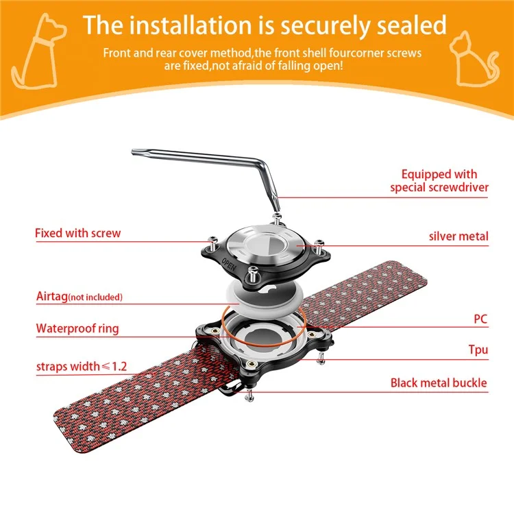 For AirTag Locator Protective Case Waterproof Shockproof Wireless Tracker Cover for Pets  /  Outdoor Use - White