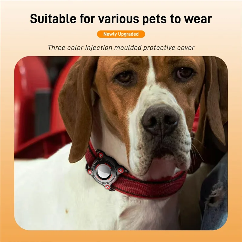 For AirTag Protective Case Waterproof Shockproof Cover for Pets  /  Luggage Tracker Device Dual Color - Black Red