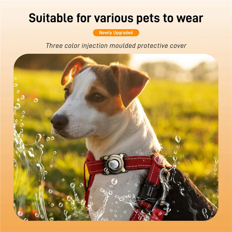 For AirTag Protective Case Waterproof Shockproof Cover for Pets  /  Luggage Tracker Device Dual Color - Black Red