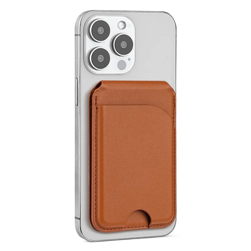 Folding Magnetic Card Holder Kickstand for Cell Phone Back Card Case RFID Blocking - Brown