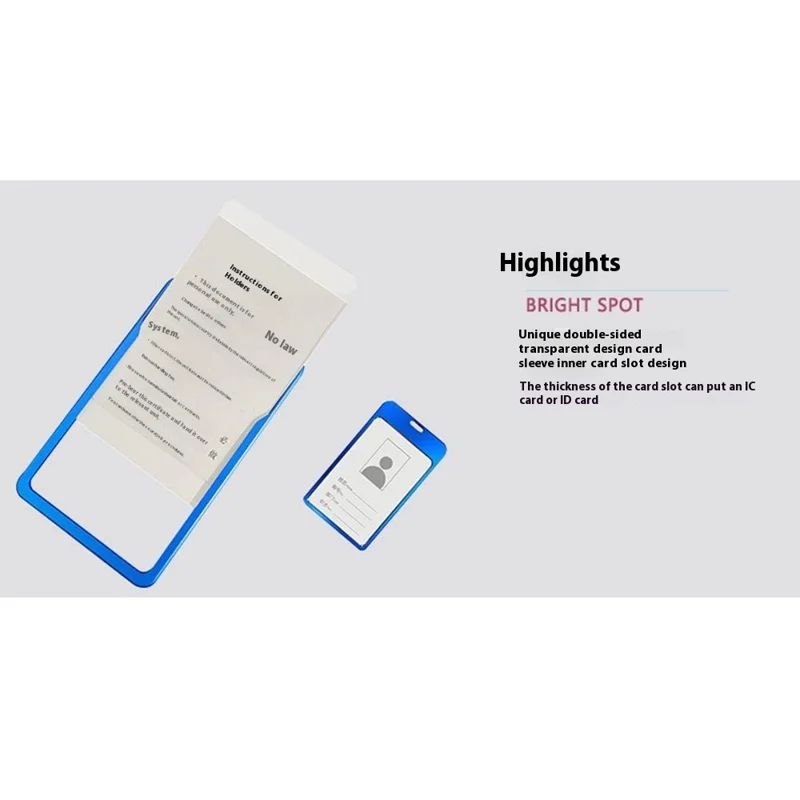 Aluminum Alloy ID Badge Holder with Lanyard Employee Work Card Vertical Case - Black Stripe / S / Hook